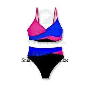 Maillots de bain deux pièces avec logo personnalisé, sexy, bicolores, style brésilien, ensemble de bikinis de luxe pour femmes, vêtements de plage - Product Image 6
