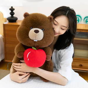 Marmotta giocattolo di peluche per bambini compagno di compleanno con bambola rosicchiata ricamata che tiene mais e Apple cotone PP - Product Image 6