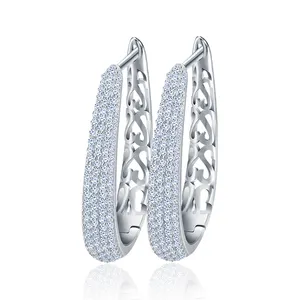 RINNTIN OE139 orecchino in pietra di diamante con orecchini a cerchio in stile Rock Siver genuini