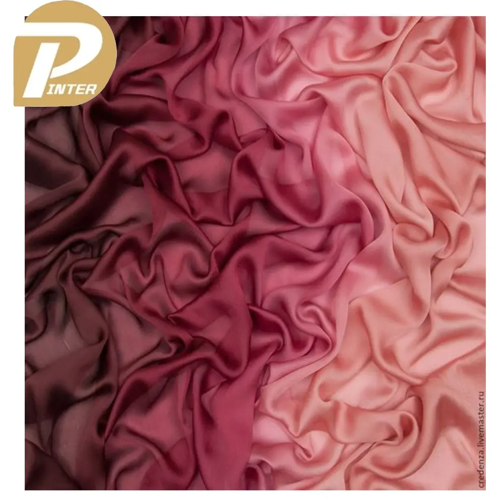 Baixo MOQ nova moda gradiente ombre tecido de cetim de seda estampado para vestido feminino