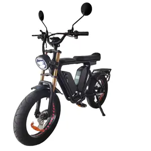 Sepeda Listrik 52V 44ah, Baterai Ganda Ebike Suspensi Penuh Rem Hidrolik Off Road MTB 55kmh Cepat 1000W Ban Lemak Sepeda Listrik