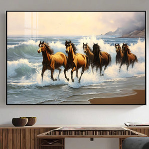 لوحة فنية جدارية كبيرة مخصصة لحصان جاري، فن تجريدي حديث، لوحة من البورسلين الكريستالي لتزيين غرفة المعيشة وغرفة النوم - Product Image 6