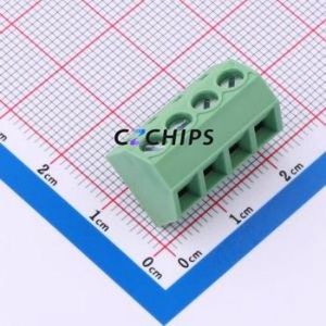 DB127S-5.0-4P-GN-S Screw Terminal Block Through hole Component (THT),P=5mm Connector 1x4P 5mm Green Through Hole - Product Image 1