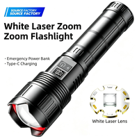 Lampe torche LED 30W 3000 lumens avec zoom, en alliage d'aluminium, étanche IP54, rechargeable par USB, avec 8 piles lithium externes 18650, pour le camping