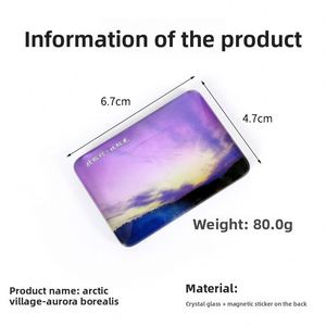 Aimant de réfrigérateur en verre cristal Art Déco, souvenir touristique du village arctique Heilongjiang Mohe, avec motif des aurores boréales, pour la cuisine - Product Image 2