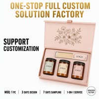 Boîte cadeau magnétique personnalisée en carton rigide avec insert floqué pour bougie en pot et collection de fagots