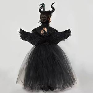 HP <b>Girl's</b> Witch <b>Costume</b> with Horned Wings 3-Piece Set Evil Queen Skirt <b>Halloween</b> <b>Devil</b> Headpiece Vampire Outfit - Product Image 3