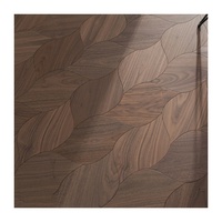 Parquet en noyer noir de forme artistique, motif feuille unique, parquet contrecollé pour projets résidentiels et hôteliers