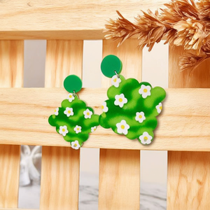 Orecchini pendenti dipinti con design a forma di fiore di cactus verde, gioielli alla moda, 12 pezzi - Product Image 2