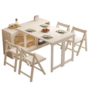 2025 nuevo juego de mesa y silla de comedor de madera maciza <span class=keywords><strong>con</strong></span> gabinete de cuchillos multifuncional y mesa de almacenamiento plegable retráctil - Product Image 6