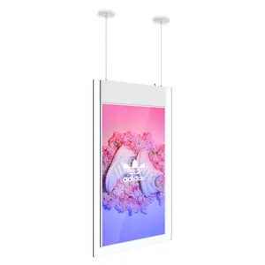 Hanging Double Side Digital Signage High Brightness Shop Retail Window Advertising Screen 55IN Ceiling LCD Window Facing Display