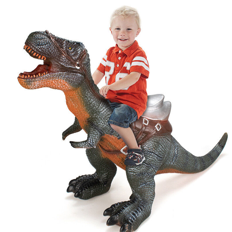 Cool Large Baby Simulation Soft Rubber Ride On Dinosaur Toys With Sound