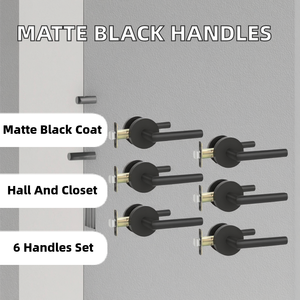 Goldenwarm Black <b>Pull</b> <b>Handle</b> Interior Matte Black Closet <b>Door</b> Lever Passage Hall Zinc Alloy 6 Pack - Product Image 2