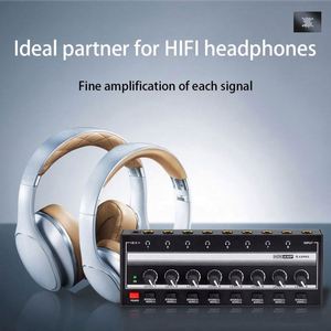 AOSHEN HA800S 8 Channel Mini Metal Monitor Splitter Audio Headphone Amplifier Portable <b>Stereo</b> Mono Toggle Keys - Product Image 2