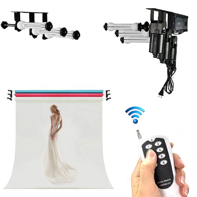 Factory 3 Roller Motorized Electric Wall Ceiling Mount Background Support System With Remote Control for Studio