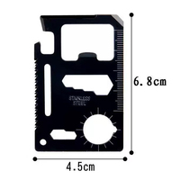 Couteau de survie multifonctionnel en métal de taille carte, pour le camping en plein air, 11 en 1, en acier inoxydable, avec étui en PU