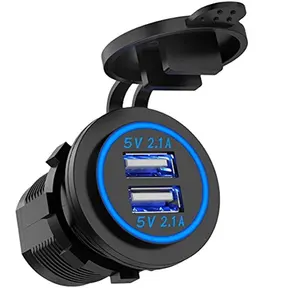 Waterproof 4.2A Car USB Socket Power Outlet Auto Dual USB Charger Power Adapter Dual Charging Ports for 12V Car