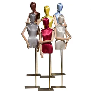 Clothing Store Lady Display Dress Form Mannequin Wood Color Arm Woman Upper-body Coloured Silk Female Mannequin