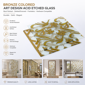 Verre gravé à l'acide de couleur bronze, <span class=keywords><strong>design</strong></span> artistique, peint à l'arrière, à rainures, sans cadre, compatible avec la quincaillerie, durable <span class=keywords><strong>et</strong></span> solide - Product Image 1