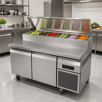 Table de préparation réfrigérée en acier inoxydable pour pizzas et sandwichs, comptoir de bar à salades avec bac GN pour cuisine de restaurant
