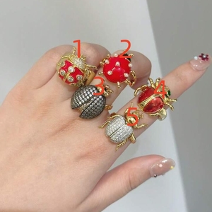 <span class=keywords><strong>Bague</strong></span> ajustable en forme d'abeille, coccinelle, homard et crabe, plaquée or 18 carats et argent, bijoux de mode pour usage quotidien et fêtes, vente en gros - Product Image 6