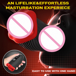 Nieuw product volautomatische masturbatie vliegtuigbeker penis massage oefenapparaat met vibratie zuigklem zuigend speeltje - Product Image 3