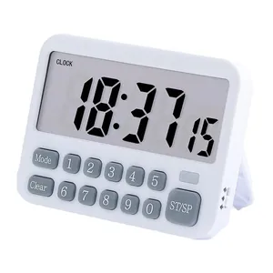 Jam dapur Digital, Timer dapur 24H, 10 Alarm, jam 99 jam, hitung mundur, Bisu,/getaran, Alarm magnetik, jam meja untuk memasak