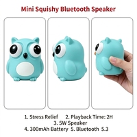 Jouet Squishy Mini Mignon à Presser pour Enceinte Sans Fil V5.3, Autonomie de 3-5 Heures, Puissance de Sortie 5-10W, Contrôle par Bouton
