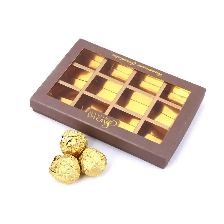 Роскошный Шелковый экран печать золотой картон бумажная упаковка Подарочная шоколадная коробка с разделителями