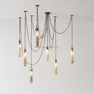 Lampadario Moderno in Marmo Naturale Spagnolo a Fiocco di Neve per <span class=keywords><strong>Soggiorno</strong></span>, Villa di Design, Bar, Rettangolare Multi-Testa Sospeso - Product Image 4
