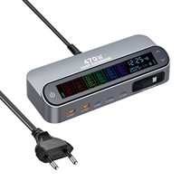 Pengisi Daya Cepat 140W Tipe-C PD3.1 6 Port USB-C Adaptor Dinding Listrik Tahan Api untuk Laptop & Ponsel