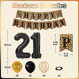 Kit <span class=keywords><strong>de</strong></span> 21 <span class=keywords><strong>Globos</strong></span> <span class=keywords><strong>de</strong></span> Látex con Diseño <span class=keywords><strong>de</strong></span> Leopardo en Dorado, Negro y Amarillo, con Pancarta <span class=keywords><strong>de</strong></span> Feliz <span class=keywords><strong>Cumpleaños</strong></span> <span class=keywords><strong>para</strong></span> Decoración <span class=keywords><strong>de</strong></span> Fiestas <span class=keywords><strong>de</strong></span> <span class=keywords><strong>Cumpleaños</strong></span> - Product Image 2