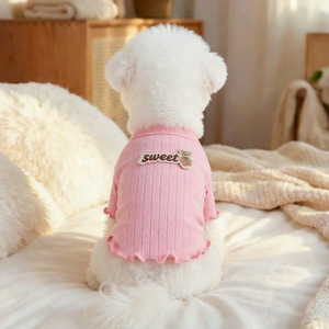 Gilet per Cani in Maglia Leggera e Traspirante a 6 Colori con Patch Orso e Motivo a Righe per Passeggiate Quotidiane Primaverili e Servizi Fotografici - Product Image 2