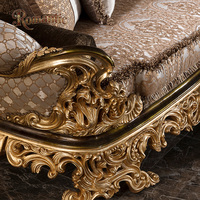 Ensemble de canapés en tissu jacquard haut de gamme sur mesure, style européen, luxe, bois massif sculpté doré, salon de villa