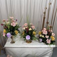 Hochwertige 35cm Grüne Rosa Lila Seiden-Blumensträuße Tischdekoration Blumen-Mittelstücke Kugel für Hochzeiten
