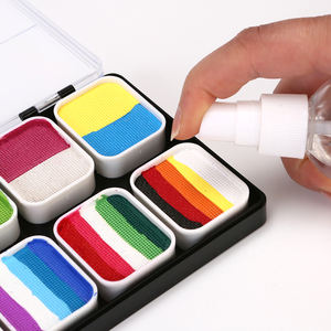 Ensemble de maquillage professionnel Halloween Cosplay couleur personnalisée arc-en-ciel UV néon lueur lumière noire peinture pour le visage et le corps avec brosse en éventail - Product Image 3