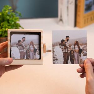 Hot Bán Bằng Gỗ Ảnh Lật Cuốn Sách Tay Crank Với Ánh Sáng Album Ảnh Lật Cuốn Sách Khung Tùy Chỉnh Lật Album Ảnh - Product Image 3