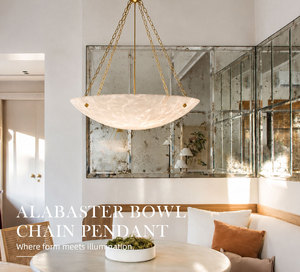 Luxury Alabaster Effect Bowl Pendant Light Natural Texture <b>Shade</b> For Dining Table Living Room Residential Indoor Lighting Projec - Product Image 3