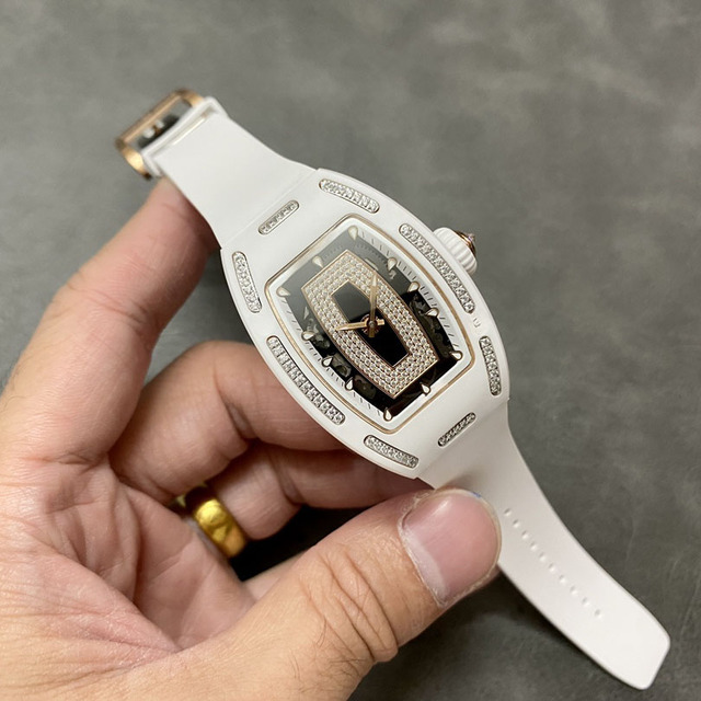 Luxury Custom 0701 Moissanite Watch Carbon Fiber Case Diamond Studded High End Women Waterproof Business Mechanical Watch