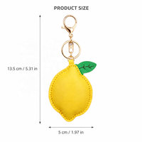 Porte-clés en cuir PU jaune en forme de citron, pendentif fruit 3D mignon, accessoire de sac à main, cadeaux de mode pour femmes et filles