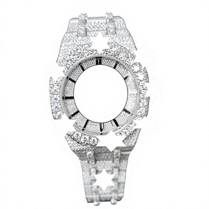 Montre de luxe unisexe en acier inoxydable NYC DIAMOND EMPIRE, cadran en verre analogique mécanique, cadran rond de 41 mm, bouton poussoir, fermoir caché - Product Image 1