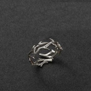 Men's Retro Hip-Hop Punk Style Vintage Open <b>Ring</b> Adjustable Copper Thorns <b>Couple</b> Finger <b>Ring</b> Resizable for Lovers' Comfort - Product Image 1