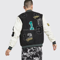 Chaqueta Varsity Personalizada para Hombre, Estilo Letterman, Mangas en Contraste, Bordado, Parches de Chenille, Estampado Gráfico, Botones a Presión, Ropa Urbana, Venta al Por Mayor