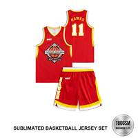 Maillot de basket respirant personnalisé imprimé, design rouge, ensemble uniforme sublimé pour hommes, uniforme d'équipe adulte anti-humidité