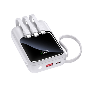 Power Bank con Display Digitale LED 10000mAh, Design a Specchio Full Screen, Uscita 2.0A, Batteria Portatile Nera e Bianca - Product Image 1