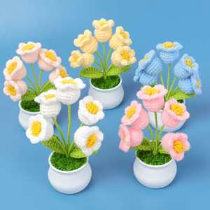 Flores de Lirio de los Valles Tejidas a Crochet Hechas a Mano, Cabezas de Flores Tejidas a Crochet, Decoración de Escritorio para Navidad, Cumpleaños, Regalo - Product Image 1