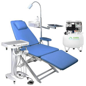 เก้าอี้ทำฟัน Zhongcheng รุ่น ZC-016 สแตนเลสสตีล ไฮดรอลิก พร้อมอ่างบ้วนน้ำเซรามิกสีน้ำเงิน แบบพับได้ พกพาสะดวก - Product Image 4