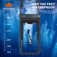 Prix de gros Pochette sèche pour téléphone de natation Double espace Pochette étanche IPX8 pour téléphone avec lanière