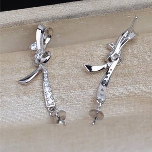Pendientes de Plata S925 con Forma de Lazo y Soporte Barroco Vacío para Cuentas Grandes DIY y Accesorios de Perlas de 8-13 mm, Componentes y Fornituras de Joyería - JG5455 - Product Image 2