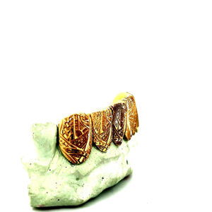 Золотые накладки на зубы Queensun, 6 шт., 10K, из цельного золота, в полинезийском племенном стиле, хип-хоп, большие зубы, позолоченные, унисекс, украшение для тела - Product Image 4